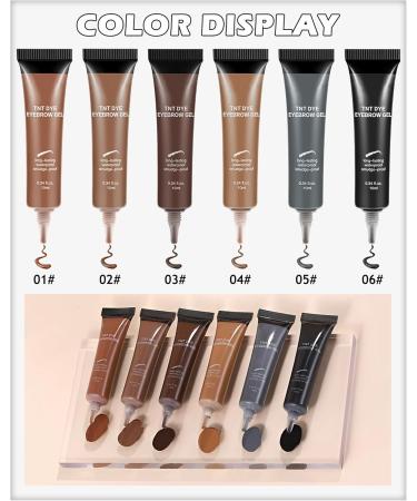Waterproof Tinted Eyebrow Gel Kit- 2Pcs Black Tinted Thickening Eyebrow Glue with Brow Brush Brow Fast Sculpt Long Lasting Eye Makeup Brush to Fill in Eyebrows and Cover Gray Hair for Women-06# - Buy Online on GoSupps.com