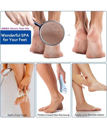 Amble Electric Foot Scrubber Callus Remover - Rechargeable Pedi Foot File for Hard/Dead Skin - Professional Pedicure Tool for Cracked Heels - Wet&Dry Foot Care Kit - Ideal Gift - Buy Online on GoSupps.com