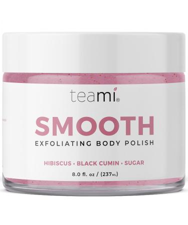 Teami Smooth Body Scrub - Nourishing & Non-Oily Exfoliating Body Scrub - Every Day Use Gentle Sugar Scrubs for Women & Men - Body Exfoliator Eliminates Dead Skin Cells for Glowing Skin (8oz)