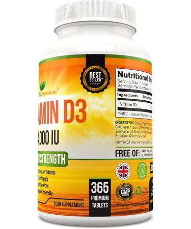 365 Easy to Swallow Vitamin D 4,000 IU Tablets - Maximum Strength D3 Supplement for Full Year Supply - Buy Online on GoSupps.com