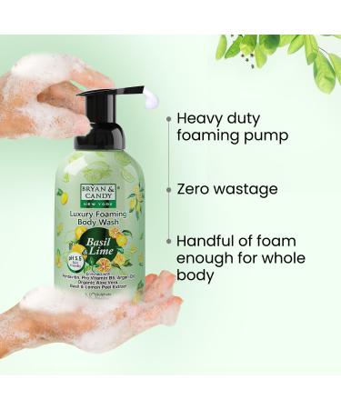 Bryan & Candy Luxury Foaming Body Wash - Pentavitin Pro Vit B5 Argan Oil Aloe Vera pH 5.5 - All Skin Types - 400ml Basil & Lime - Buy Online on GoSupps.com