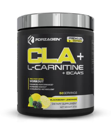 Forzagen CLA Powder + L carnitine + BCAA'S, 4 Flavors Available, Energy, Perfomance, Weight Support (BlackBerry Lemonade, 50 Servings) BLACKBERRY LEMONADE 50 Servings (Pack of 1)