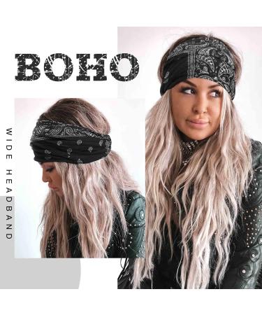 Acenail Wide Headbands - Non Slip Knotted Turban Hairbands for Women - Pack of 4 Floral and Leopard Print Sweatbands - Fashion Hair Accessories - Buy Online on GoSupps.com