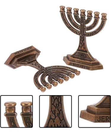 Artibetter 6 Pcs Seven Hole Candlestick Decoration Tapered Candlestick Holders Holy Cups Branch Candle Centerpiece Chanukah Conical Zinc Alloy Die-casting Electroplated Ancient Tin Jerusalem - Buy Online on GoSupps.com