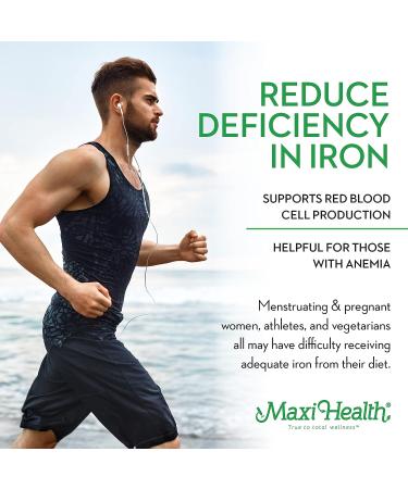 Maxi Health Gentle Iron Supplement - Ferrochel 25 MG for Anemia & Red Blood Cell Production - Chelated Iron Pills - 100 Kosher Tablets - Buy Online on GoSupps.com