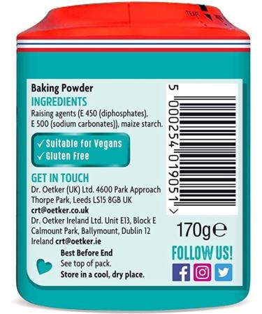 Dr. Oetker Gluten Free Baking Powder | Suitable for all types of baking | For cakes scones and pastries | Pack of 4 x 170g - Buy Online on GoSupps.com