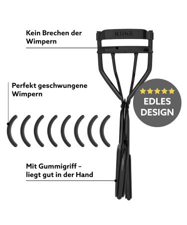 Klihn Exclusive Eyelash Curler | 8 Extra Silicone Pads | High-Quality Carbon Steel Tool for Perfectly Curved Lashes - Buy Online on GoSupps.com