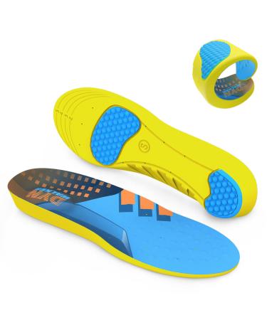 DynWalker Insoles Heel Cushion Pads Gel Men Shoe Inserts Memory Foam Arch Support Shock Absorption PU Nonslip Plantar Fasciitis Heel for Active Sport Shoe Variable Size 1 Pair L L : ( Men 8 - 13 / Women 10 - 14 )