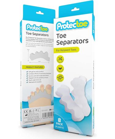 Protectoe Gel Toe Separators - Set of 8 for Overlapping Toes | Toe Spacers & Spreaders - Buy Online on GoSupps.com