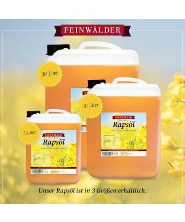 Feinw lder Premium Cold-Pressed Rapeseed Oil 5L - GMO-Free Cooking Oil Canister for Roasting & Refining - XL Pack - Buy Online on GoSupps.com