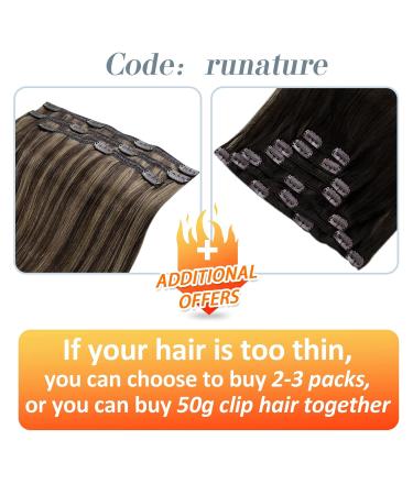 Runature Ombre Clip-In Hair Extensions Dark Brown to Ash Blonde 55cm 120g Remy Real Hair for Seamless Volume & Recovery | #2/6/18 - 7Pcs - Buy Online on GoSupps.com