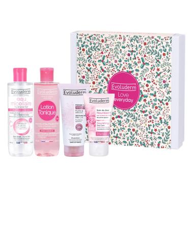 EVOLUDERM – Women's Gift Box - Face Care - Sensitive Skin - 4 Products + Free Headband - Christmas Box - Ideal Christmas Gift - Birthday - Mother's Day - Vegan - Made in France