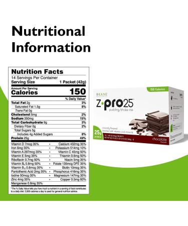 R-Kane Z-Pro25 Chocolate Shake Mix - 25g Protein, Low Calorie Meal Replacement for Weight Loss - Kosher, 14 Packets - Buy Online on GoSupps.com