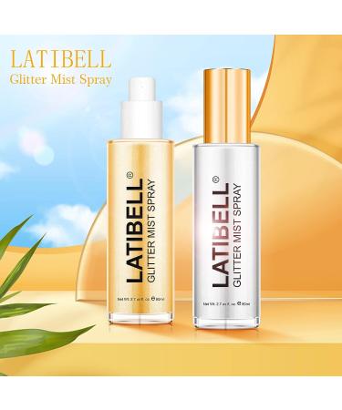 Latibell Glitter Spray Mist - Gold 2.7 fl oz | Body & Hair Shimmer Sparkle | Women's Cosmetic Glitter Spray - Buy Online on GoSupps.com