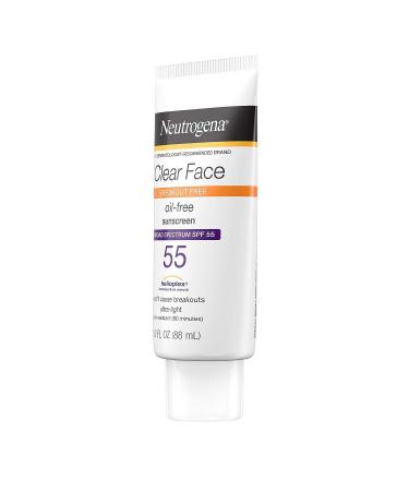 Neutrogena Clear Face Liquid Lotion Sunscreen SPF 55 for Acne-Prone Skin - 3 fl. oz - Buy Online on GoSupps.com