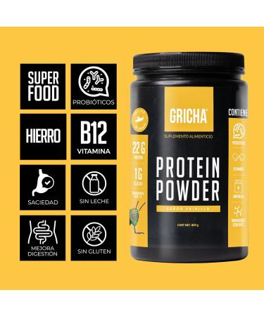 GRICHA Protein Powder - Cricket & Plant Based Vanilla (28.22 oz) | 50% Daily Probiotics B12 D Zinc & Iron - Best for Gut Health - Buy Online on GoSupps.com