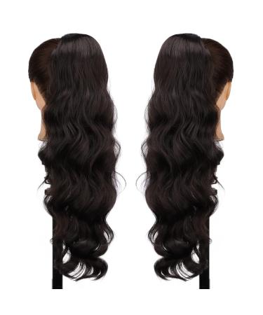 Ponytail Extension Clip-In - Curly Wavy Dark Brown 60cm/65cm | Natural Hair Part & Afro Braid - Buy Online on GoSupps.com