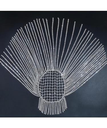 STONEFANS Long Rhinestone Tassel Headpiece Cap - 1920s Crystal Flapper Head Chain for Women - Gatsby Belly Dance Hair Accessories in Silver - Buy Online on GoSupps.com