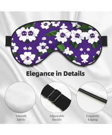 SSIMOO Purple White Floral Print Double-Sided Eye Mask | Soft Light Blocking Sleep Mask for Quality Rest - Buy Online on GoSupps.com