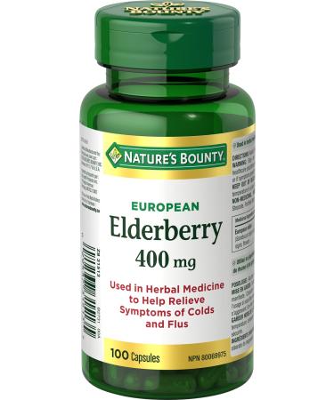 Nature's Bounty Elderberry 400 Mg Help relieve symptoms of colds and flus 100 Capsules