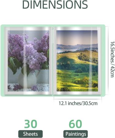 A3 Diamond Painting Storage Book | 30-Page Portfolio Folder for 60 Kits | Green 16.5x12.1in Presentation Album - Buy Online on GoSupps.com
