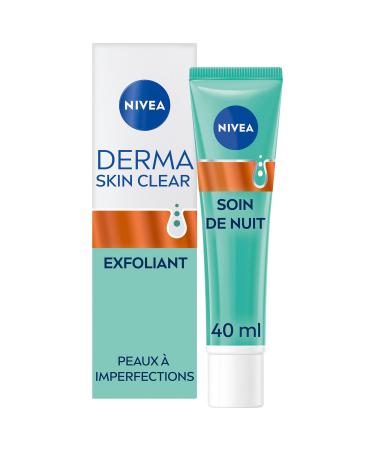 NIVEA Derma Skin Clear Daily Exfoliating Night Care (1 x 40 ml) Night care 8% salicylic & glycolic acids & niacinamide Anti-blackhead face cream for blemish-prone skin