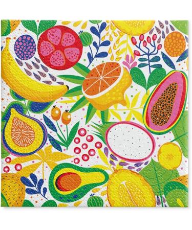 PAW 3-Layer Colorful Tropical Fruits Napkins - 20 Pieces | Perfect for Birthdays Weddings & Parties | 33x33 cm Paper Napkins - Buy Online on GoSupps.com