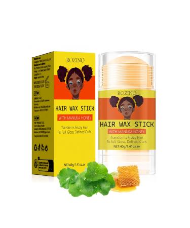 Honey Hair Wax Stick Transforms Frizzy Hair into Full, Shiny, Defined Curls, Anti-Frizz Finishing Cream Hair Wax - Non-Sticky, Easy to Remove (40g)