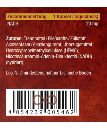 KOPP Vital NADH Hydrogenated - 120 Premium Capsules | Vitamin B3 Dietary Supplement for Energy Metabolism - Buy Online on GoSupps.com