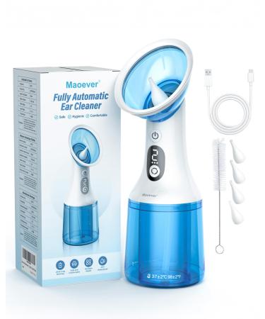 Electric Ear Wax Removal with One-Piece Waste Tank Water Powered Ear Cleaner with 4 Pressure Modes for Earwax Remove at Home 4 Tips USB-C Cable IPX7 (Baby Blue)