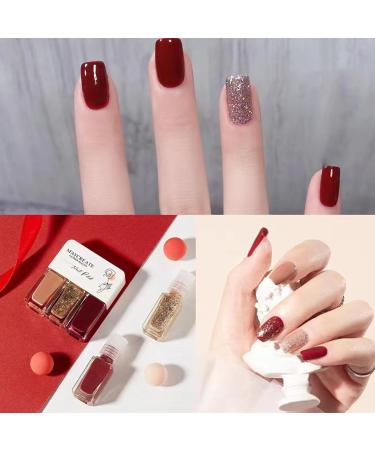 Nail Polish Set -3-in-1 Flash Nail Polish Quick-drying Lasting Camellia Latte Color Nail Polish DIY manicure at home without curing nail polish - Buy Online on GoSupps.com