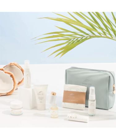 Pure Fiji Hydrating & Recharge Luxury Facial Gift Set - Face Care Kit Include 7 Items: Cleanser Scrub Toning Mist Facial Oil Day Creme Dilo & Coconut Masque and Travel Bag