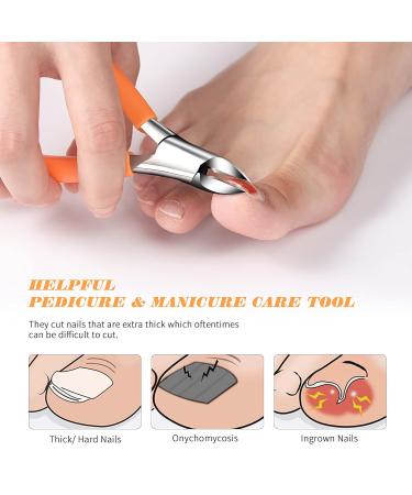 Fvion Precision Nail Tongs | Matt Handle Nail Scissors for Ingrown Toenails | Non-Slip Design for Thick Fingernails | Soft Handle Orange - Buy Online on GoSupps.com