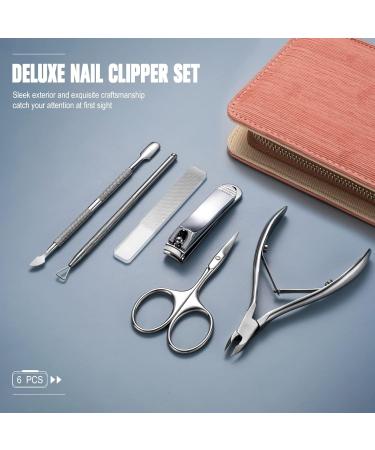 FERYES 6 PCS Manicure Nail Care Kit - Cuticle Removal Tools and Nail Clipper Set in Leather Case - Nail Cutter, Cuticle Nipper, Pusher, Scissors, Glass File - Buy Online on GoSupps.com