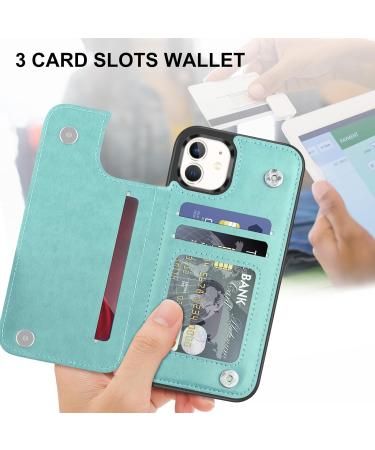 Bizzib for iPhone 11 Case Leather Wallet with Card Holder Flip Cover Kickstand Card Slots Double Magnetic Clasp Shockproof Heavy Duty Protective Case for iPhone 11-Floral Green Flower Green - Buy Online on GoSupps.com