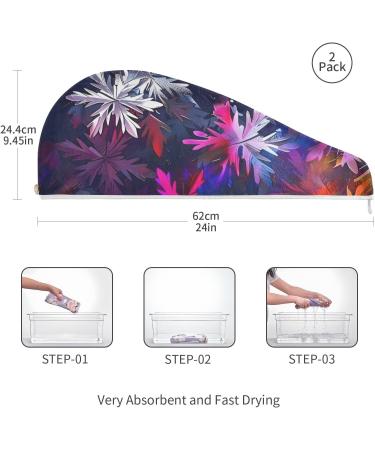 Rainbow Abstract Snowflakes Hair Towel 2 Pack | Super Absorbent Quick Dry Hair Turbans for Women & Girls - Buy Online on GoSupps.com