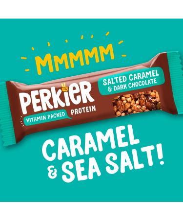 Perkier Salted Caramel & Dark Chocolate Snack Bars (30 Pack) - Vegan, Gluten Free, High Protein, High Fibre, Lower Sugar, Lower Calorie, No Palm Oil - 30 Count - Buy Online on GoSupps.com