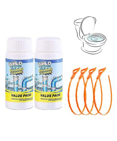 Wild Tornado Pipe Dredge Deodorant with Drain Clog Remover Tool Ultimate Sink & Drainage Cleaner Portable Quick Foaming Powder Cleaning Tool Super Clog Remover (2pcs)