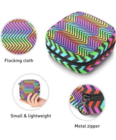 Abstract Colorful Stripes Period Bag | Sanitary Napkin Travel Pouch & Makeup Bag - Color77 - Buy Online on GoSupps.com