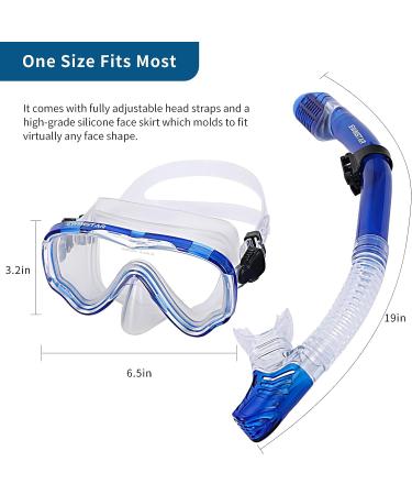 SwimStars Snorkel Set for Adults & Kids - Anti-Fog Mask with Adjustable Strap and Purge Valve Snorkel - Ideal for Snorkeling & Swimming - Adult Blue - Buy Online on GoSupps.com