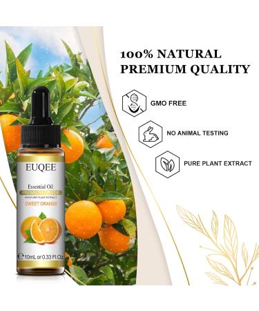EUQEE Sweet Orange Essential Oil 10ml Pure Natural Sweet Orange Oil for Skin Essential Oils for Diffuser for Home Aromatherapy Relax Sweet Orange 10 ml (Pack of 1) - Buy Online on GoSupps.com