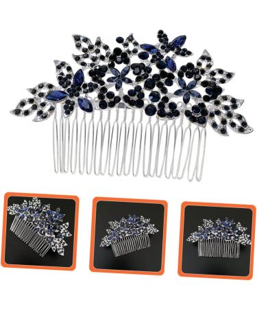 Didiseaon Dark Blue Hair Comb Wedding Rhinestone Hair Clip Girls Barrettes for Hair Floral Hair Comb Bridal Glitter Barrette Hair Combs European and American Zinc Alloy Bride Wig - Buy Online on GoSupps.com