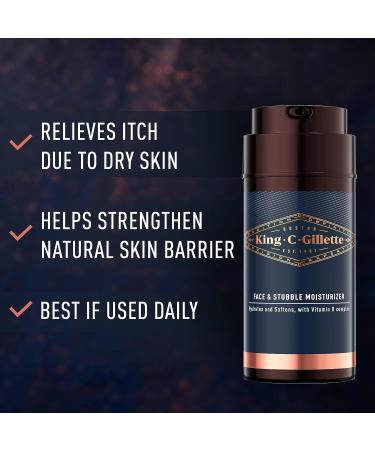 King C. Gillette Face & Stubble Moisturizer for Men 100mL - Vitamin B3 & B5 Complex - Buy Online on GoSupps.com