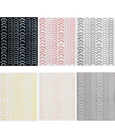 Dornail 6 Sheet Metallic Nail Stickers - Self-Adhesive Gold, Silver, Rose Gold Curve Stripes for Nail Designs and Art Decorations - Buy Online on GoSupps.com