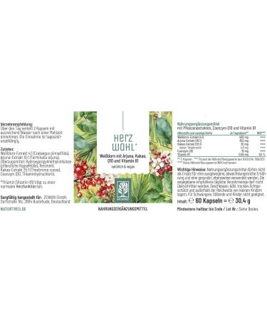 NaturTreu Herzwohl - Holistic Heart Complex with Hawthorn Arjuna & Coenzyme Q10 | Natural Venous Support Capsules - Buy Online on GoSupps.com