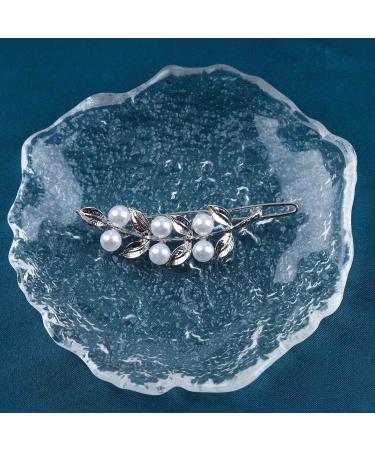Inilbran Vintage Pearl Leaf Hair Clips Silver Pearl Wedding Hair Barrette Clip French Olive Leaf Pearl Hairpin Clip Pearl Leaf Hair Pins Decorative Headwear Pearl Head Clip Accessories for Women - Buy Online on GoSupps.com