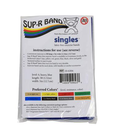 CanDo 10-6304 Sup-R Latex Free Exercise Band - Heavy Blue 5 ft - 5 Singles for Strength & Rehabilitation - Buy Online on GoSupps.com