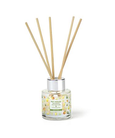 One Fur All, Pet House Reed Diffuser - Long Lasting Pet Odor Oil Diffuser - Non-Toxic Eco-Friendly Reed Diffuser Set & Diffuser Sticks - Air Freshening Scented Diffuser for Home (Fresh Citrus)