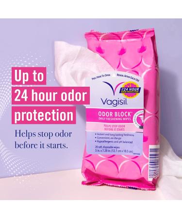 Vagisil Odor Block Daily Freshening Wipes - 20 Count Resealable Pouch - Pack of 1 - Buy Online on GoSupps.com