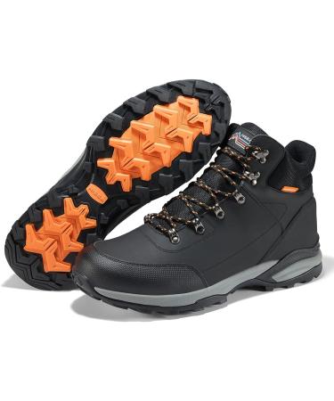 HISEA Men's Waterproof Mid Hiking Boots - Lightweight Leather Ankle Sneakers for Outdoor Climbing and Trekking - Size 10.5 Black - Buy Online on GoSupps.com